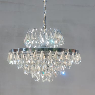 Large Vintage Crystal Chandelier / Richly Decorated Crystal Chandelier / MCM Crystal Chandelier / MCM Interior / MCM Home / 1970's 