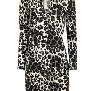 Diane von Furstenberg - Ivory, Brown, & Black Leopard Print Dress Sz 4