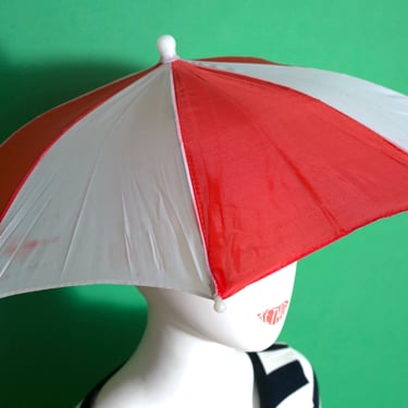 Ridiculous Vintage 80s 90s Umbrella Hat (3) - Red & White 