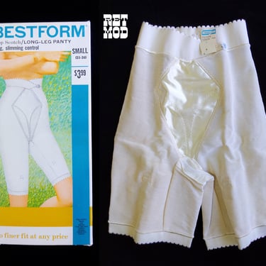 DEADSTOCK Vintage 60s Bestform Long-Leg Panty Girdle Shapewear Slimming Control Shorts with Garter Belt Clips 