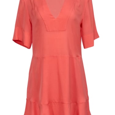 A.L.C. - Orange Silk V-Neck Dress Sz 6