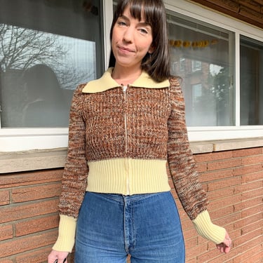 70s Arpeja cropped cardigan with balloon sleeves 