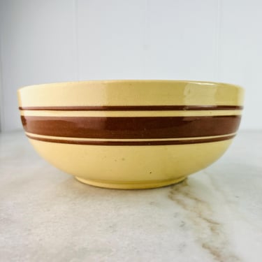 Large Watt Oven Ware USA Slipware bowl, Brown Striped, Yellowware, Ceramic Mixing Bowl No. 54, Mint condition, collectible, primitive, gift 