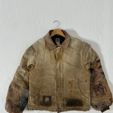 Vintage Custom Repaired Khaki Carhartt Jacket Sz. XL