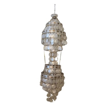 Mid century modern vintage shell hanging lamp chandelier brass 