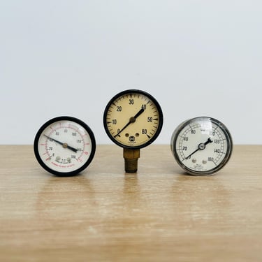 Vintage Industrial Steampunk Gauge Meter Indicator Lot of 3 - USG Marsh Instrument Company 