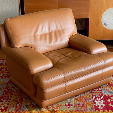 Roche Bobois Brown Leather Club Chair 