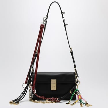 Prada Prada Soft Sound Small Black Leather Shoulder Bag With Charms Women