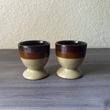 Vintage German Heideland Stoneware Egg Cups, Vintage Egg Cups, Ceramic Egg Cups, Stoneware Egg Cups, Breakfast Table Classic 