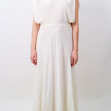 1940s White Grecian Style Rayon Wedding Gown