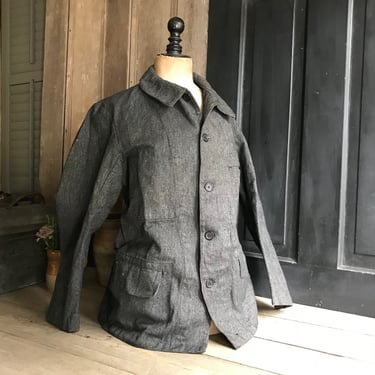 French Charcutiers Jacket, Black White Fleck Twill, Work Chore Le Laboureur, Cotton Marl Twill, French Farmhouse 