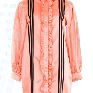 Gucci Adidas Satin Ruffle Shirt Dress