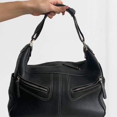 Miky Black Leather Hobo Bag