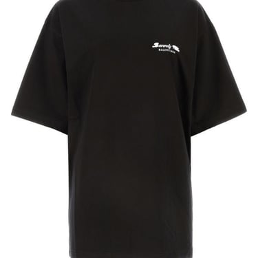 Balenciaga Woman Black Cotton T-Shirt