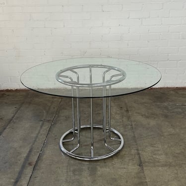 Round Glass & Chrome Dining Table 