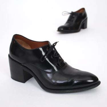 Celine Leather Block Heel Oxfords