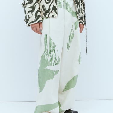 Dries Van Noten Men Wide Leg Leaf Pants