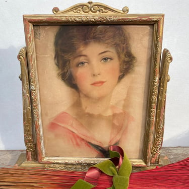 Antique Easel Picture Frame, Freestanding Picture Frame, Tilting Wooden Frame, 7"x9" Photo Or Artwork, Frame On Stand, Photo NOT Included 