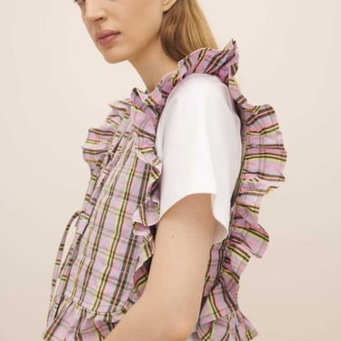 Kowtow Piccolo Top - Pink Tartan on Garmentory