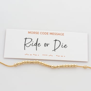 Ride or Die-Hidden Morse Code Message Bracelet, Best Friend Bracelet, BFF Bracelet, Gift for Best Friend, Sister, Best Friend Birthday Gift 