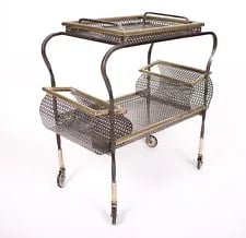 FRENCH MODERNIST trolley MATEGOT Mid century serving table