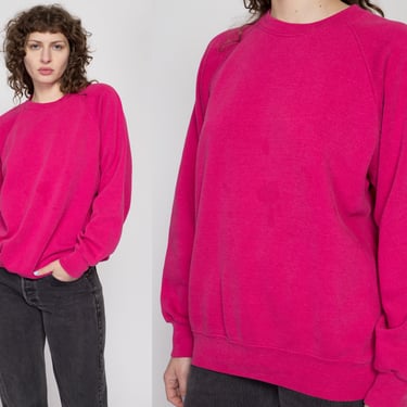 XL 90s Lee Hot Pink Raglan Sweatshirt | Vintage Slouchy Plain Crewneck Pullover 