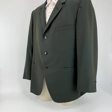 1950'S- Early 60'S Sharkskin Sportcoat - Deep Iridescent Fabric - Dark Green to Gold -  3 Button Closure - - Men's Size 44 Large 