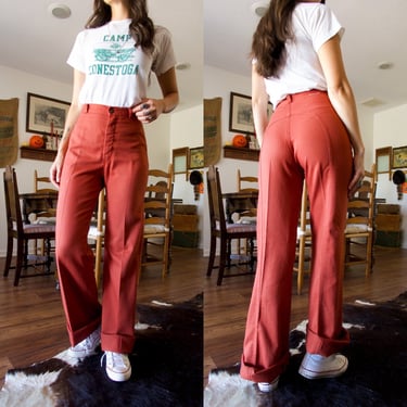 Vintage 70s Red Eye High Waisted Saddle Back Bell Bottoms, Cottontail  Trading Post