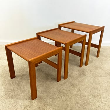Danish modern teak nesting tables set mid century 
