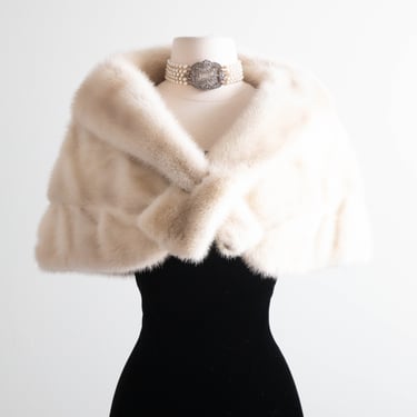 Glamorous 1950's Ivory Pearl Mink Cape / OS