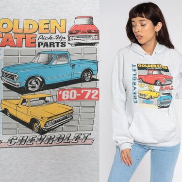 Chevy GMC Sweatshirt Truck Hoodie Chevrolet Sweatshirt 80s Golden State California Sweatshirt Slouchy Hooded 1980s Vintage Medium Large 