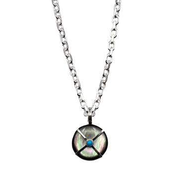 Sterling Silver Cross Hatch Turq Necklace