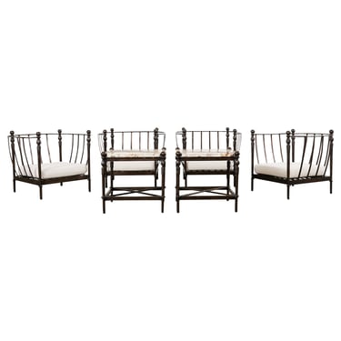 Set of Four Michael Taylor Montecito Chairs with Two Tables