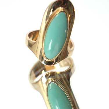 14K Gold Art Deco Turquoise Ring