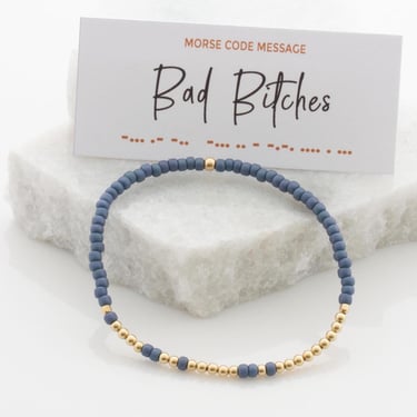 Bad Bitches Morse Code Bead Bracelet with Hidden Message, Best Friend Birthday Gift, Bridesmaids Gift, Stretch Bracelet, Gift For Her 