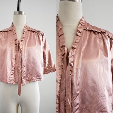 Antique Rose Pink Satin Bed Jacket 