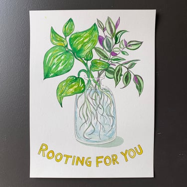 Rooting for You Plants Original Watercolor Painting