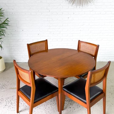 Walnut Circle Dining Table with Three Leaves circa 1960's