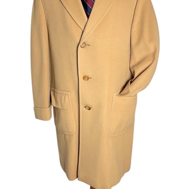 Vintage 1950s Hart Schaffner Marx Cashmere Overcoat ~ size 42 R ~ Trench Coat / Topcoat ~ Preppy / Ivy Style / Trad ~ Camel ~ 50s 