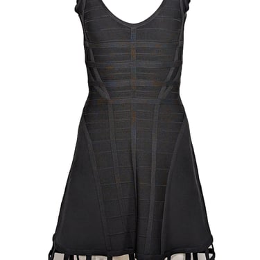 Herve Leger - Black Bandage Sleeveless Fit & Flare "Viviene" Dress Sz S