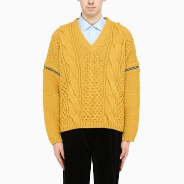 Gucci Yellow Knitted Sweater With Zip Detailing Men