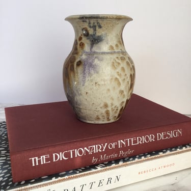Studio Pottery Vase Purple Brown Vintage Hand Made Pottery Signed Pottery Boho Decor 
