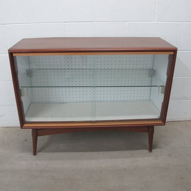 Midcentury Cabinet with Glass Doors and Shelf 