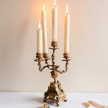 turn of the century French art nouveau gilt ormolu candelabra