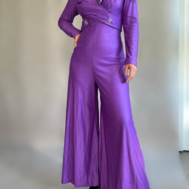 Vintage 60s Longsleeve Purple Onesie Jumpsuit 