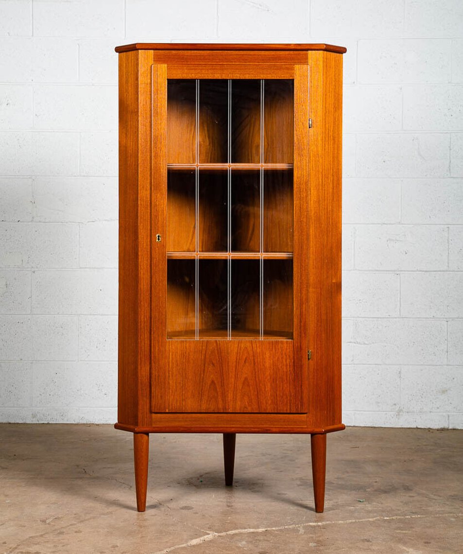 Mid Century Danish Modern Corner Teak Wood Bar Denmark