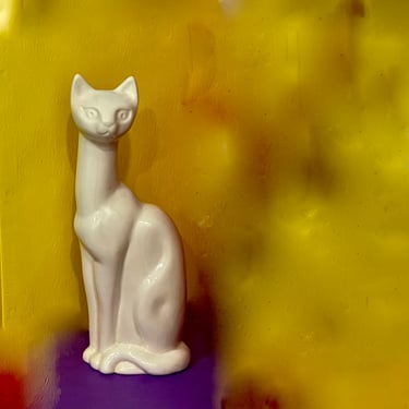 Vintage Ceramic Decorative Mid Century Modern Cat Figure  Signed D. Horn California 
