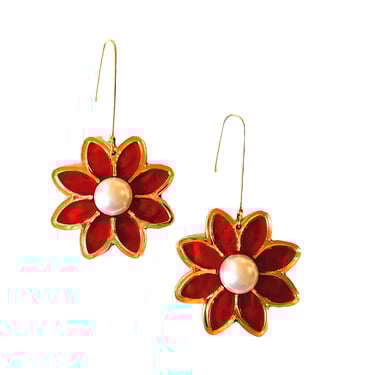 Sample Sale Red Daisy Hook Earrings