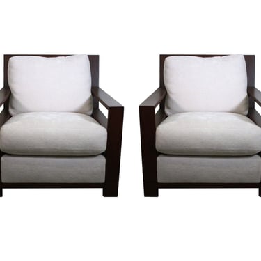 Contemporary Modern Pair of Ted Boerner Portrait Club Chairs 