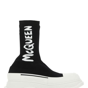 Alexander Mcqueen Women Black Stretch Nylon Tread Slick Sneakers